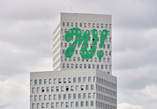 Urban Building Facade. PSD mockup template