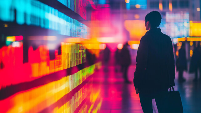 AI generator image of Colorful Columns Leading to Light, Vibrant Multicolored Architectural Columns with Bright Sunlight and Geometric street graffiti interactive Vibrant corridor with colorful lights