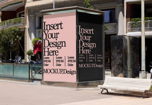 Bright Mockup of Urban elevator cabin ready for your design