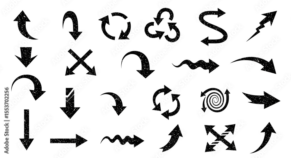 Poster collection of diverse arrow icons vector graphics for design projects