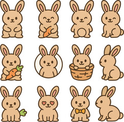 illustration of cute bunny icons