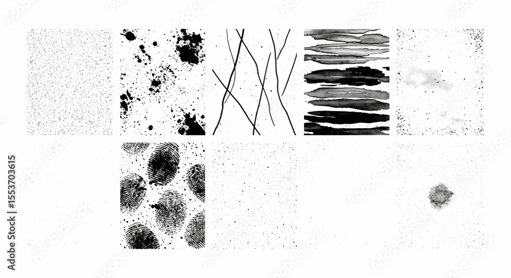 Poster high-resolution ink splatter and brush stroke textures seamless patterns for digital design