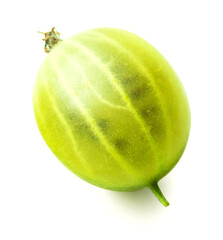 Ripe green gooseberry isolated on white.