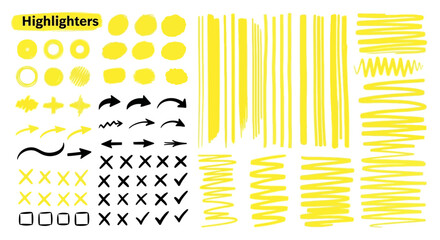 Yellow Highlighter Strokes, Lines, and Shapes Vector Graphics