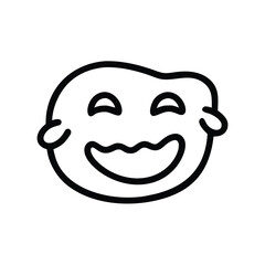 Obraz premium Hand Drawn Black Line Art Emoji Laughing Face Doodle
