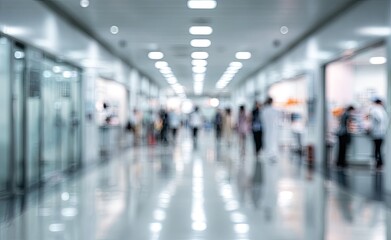 Blurred hospital corridor.  People moving
