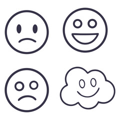 Fototapeta premium Hand Drawn Doodle Emojis Sad Happy Faces Cloud emoticon