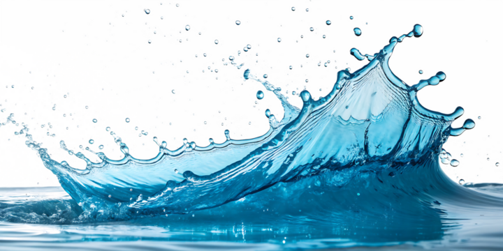 Dynamic blue water splash with abstract digital glitch effect isolated on a transparent background wave - Powered by Adobe