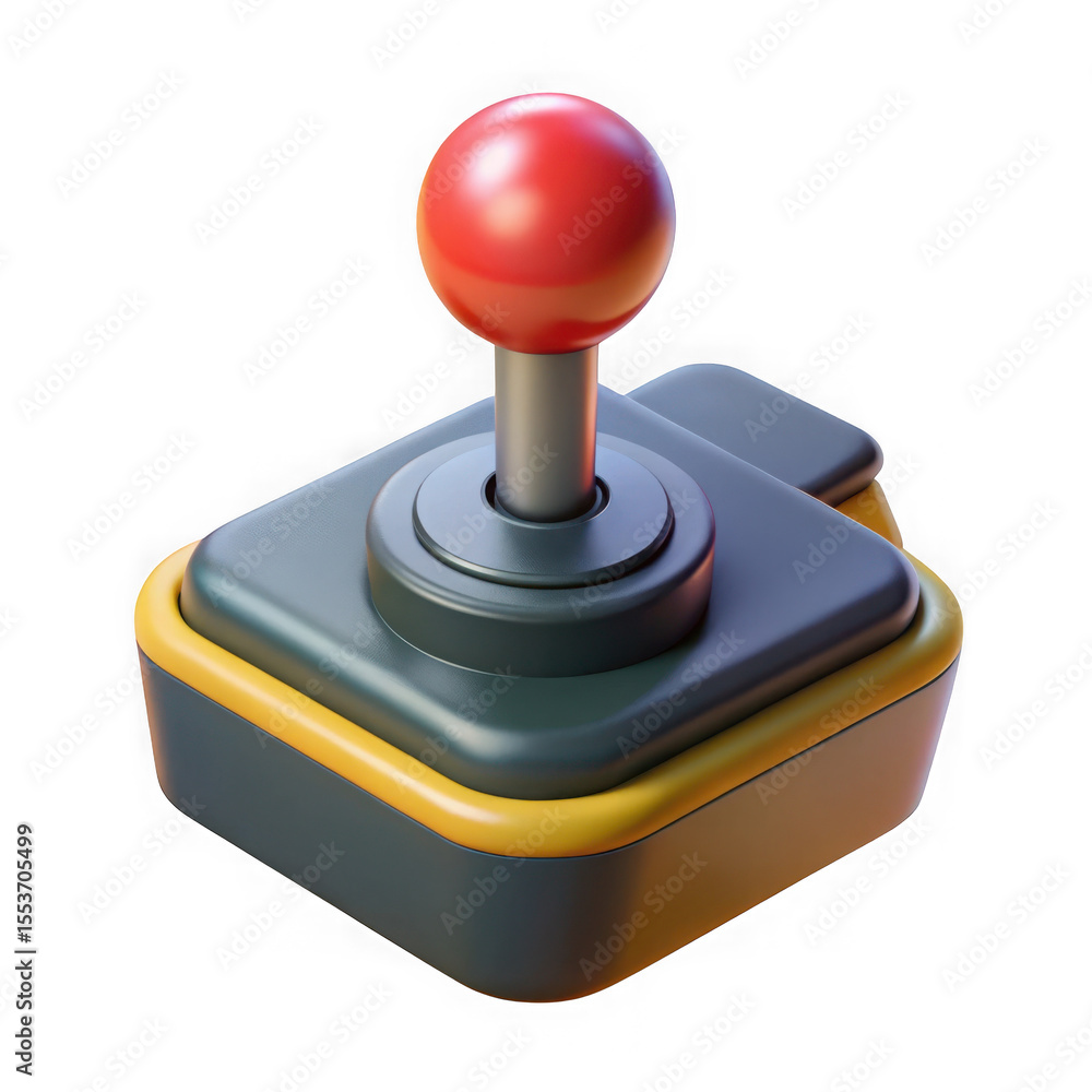 Poster 3d rendered retro joystick isolated on transparent background