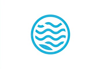 Circular design featuring stylized water waves.