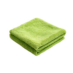 Clean green microfiber cloth on transparent background