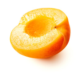 Fresh half apricot fruit isolated on white background with clipping path.