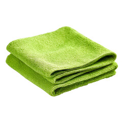 Clean green microfiber cloth on transparent background