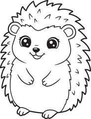 Fototapeta premium Hedgehog Outline an line art Coloring Pages Vector White color background 