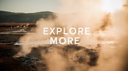 Inspirational travel design featuring "Explore More" phrase on a blurred photo background for visual storytelling and decor.