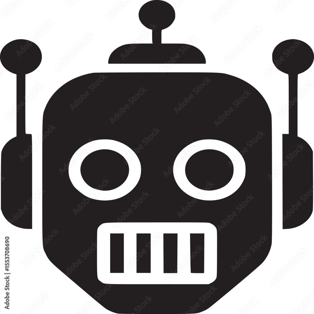 Poster robot icon vector illustration ai technology artificial intelligence automation android chatbot mach