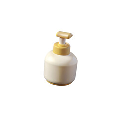 Isolated white plastic bottle with pump dispenser for cosmetic liquid soap or shampoo