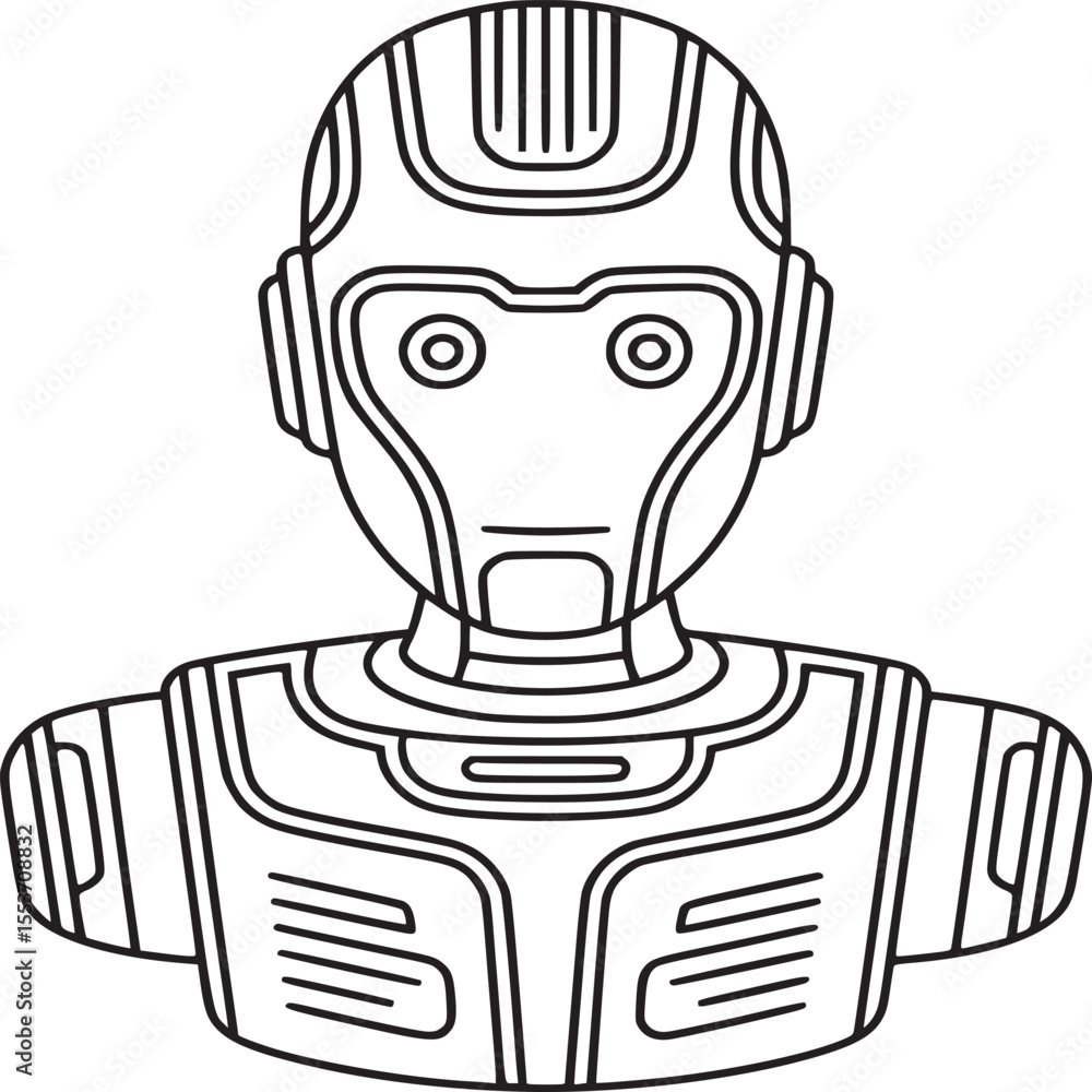 Poster robot outline drawing vector illustration ai generated artwork for coloring pages and design project
