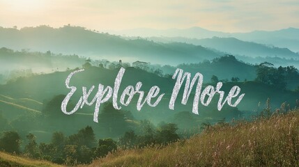 Minimalist wall art with the quote "Explore More" set over a scenic backdrop, perfect for travel blogs or promotional material.