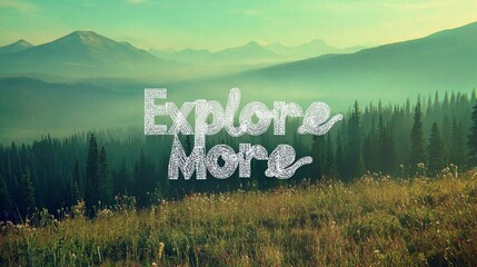 Minimalist wall art with the quote "Explore More" set over a scenic backdrop, perfect for travel blogs or promotional material.
