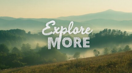 Minimalist wall art with the quote "Explore More" set over a scenic backdrop, perfect for travel blogs or promotional material.