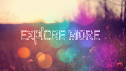 Minimalist wall art with the quote "Explore More" set over a scenic backdrop, perfect for travel blogs or promotional material.
