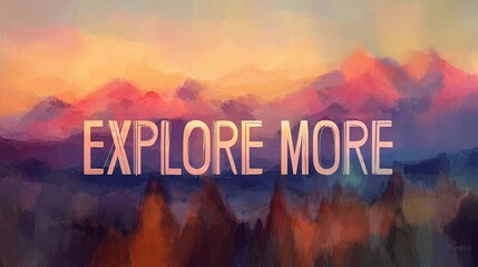 Minimalist wall art with the quote "Explore More" set over a scenic backdrop, perfect for travel blogs or promotional material.
