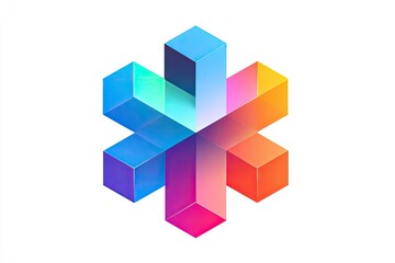 Obraz premium Colorful geometric design composed of interconnected cubes.