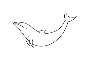 A simple line drawing of a dolphin gracefully leaping through the water.