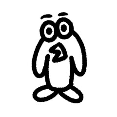 penguin png outline cute cartoon handwrite design clipart and art doodle line art element