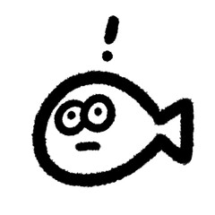 fish action surprised png outline cute cartoon handwrite design clipart and art doodle line art element