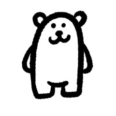 standing bear png outline cute cartoon handwrite design clipart and art doodle line art element