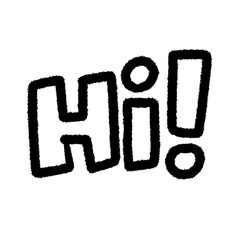 hi hi! hello png outline cute cartoon handwrite design clipart and art doodle line art element © PCSK STUDIO DOODLE