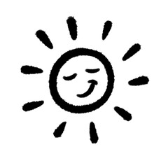 summer sun png outline cute cartoon handwrite design clipart and art doodle line art element