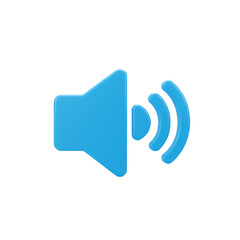 Sound Icon Blue Speaker with Waves  Audio Volume Multimedia Symbol