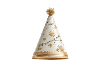 PNG Elegant golden new year's eve party hat with ornate floral design