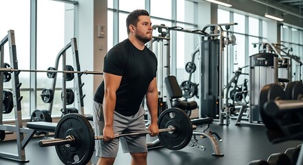 Obese man training at the gym