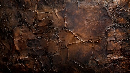 Fototapeta premium Textured Brown Leather Background with Crackled Finish