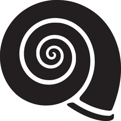 Black and white vector illustration of a spiral shell for design and creative projects artwork art on transparent background silhouette