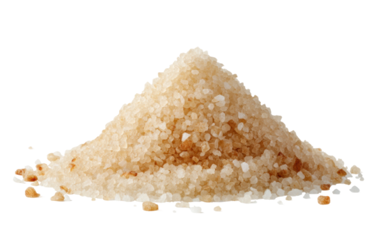 PNG Heap of raw unrefined brown sea salt on white background