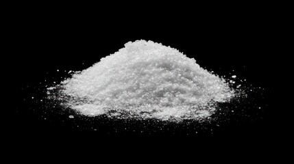 A Mound of White Crystals Against a Black Background