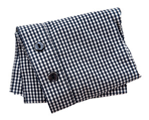 Part, piece of checkered shirt on white background. Shirt isolate