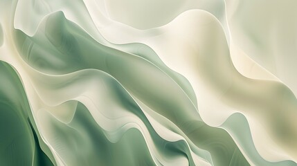 Obraz premium Abstract Green and Cream Wavy Background