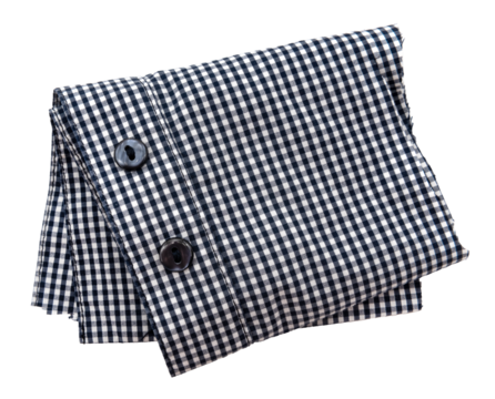 Part, piece of checkered shirt on white background. Shirt isolate