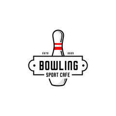 Bowling sport cafe logo design 