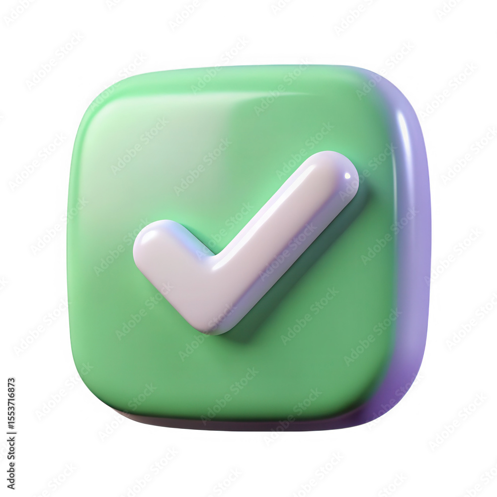 Aufkleber 3d green check mark icon with soft gradient isolated on transparent background