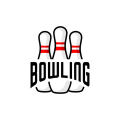 Three pins of bowling sport 