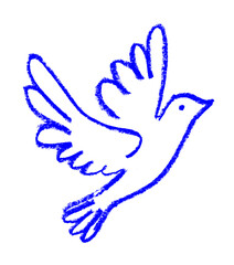 Flying Dove Crayon Chalk Drawing Vector