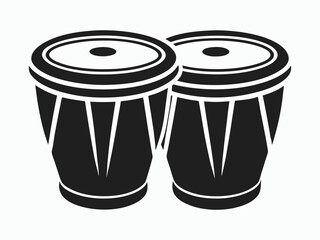 Bongo drums silhouette, line art percussion vector, musical instrument illustration