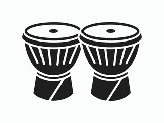 Bongo drums silhouette, line art percussion vector, musical instrument illustration